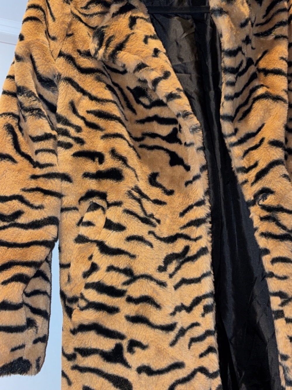 Tiger Print Faux Fur Coat - Bold Black & Tan Stripes